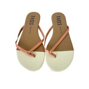 TKEES French Tips Flip-Flops Sandals in Ivory Sand Size 8